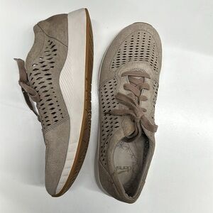 Dansko Charlie Sneaker Suede Laser Cut Lace Up Shoes Walnut Brown Women's 40 10